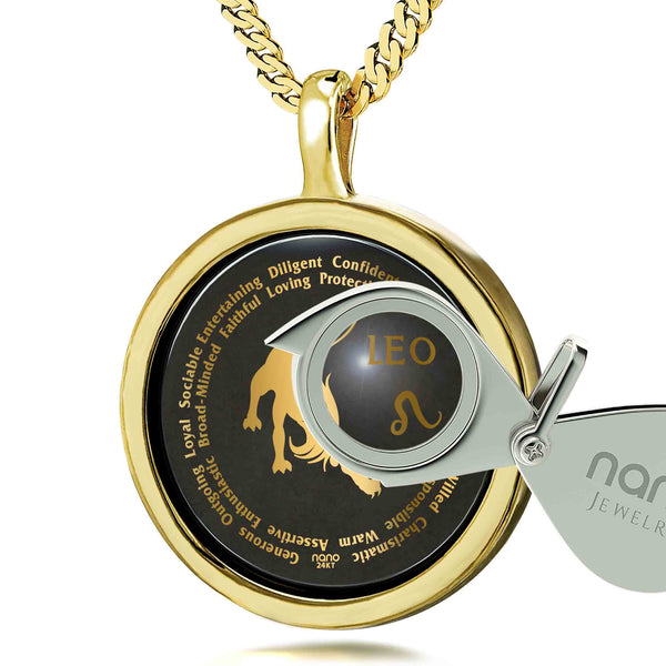Leo Necklaces for Lovers of the Zodiac 24k Gold Inscribed